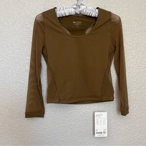 NWT Athleta Pacer Mesh Long Sleeve UPF Top in Acacia Olive size XS (MSRP $69)